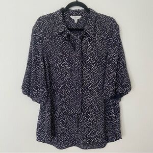 L.K. Bennett Tillila Silk Mini Star Print Blouse in Navy size 12